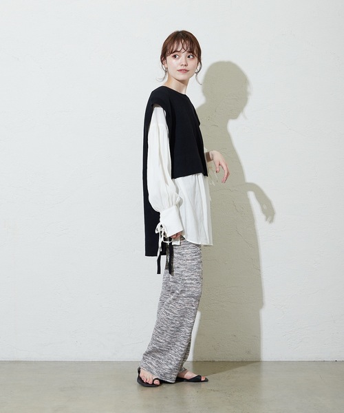 mystic（ミスティック）の「サイドリボンニットベスト（ベスト・レディース・ブラック/ベージュ/オレンジ・FREE）」の6枚目の写真