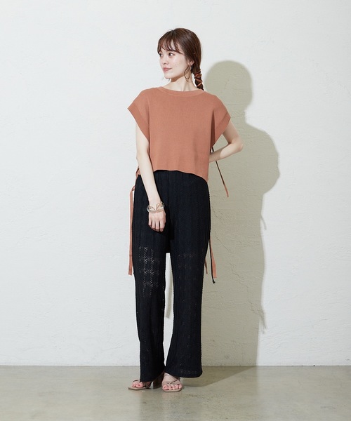 mystic（ミスティック）の「サイドリボンニットベスト（ベスト・レディース・ブラック/ベージュ/オレンジ・FREE）」の9枚目の写真