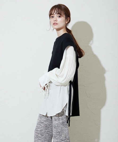 mystic（ミスティック）の「サイドリボンニットベスト（ベスト・レディース・ブラック/ベージュ/オレンジ・FREE）」の5枚目の写真