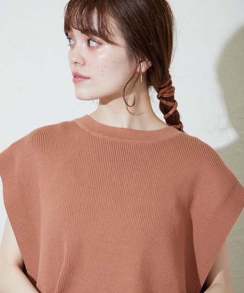 mystic（ミスティック）の「サイドリボンニットベスト（ベスト・レディース・ブラック/ベージュ/オレンジ・FREE）」の11枚目の写真