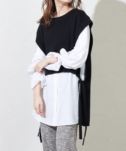 mystic（ミスティック）の「サイドリボンニットベスト（ベスト・レディース・ブラック/ベージュ/オレンジ・FREE）」の22枚目の写真