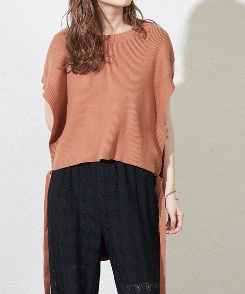 mystic（ミスティック）の「サイドリボンニットベスト（ベスト・レディース・ブラック/ベージュ/オレンジ・FREE）」の21枚目の写真