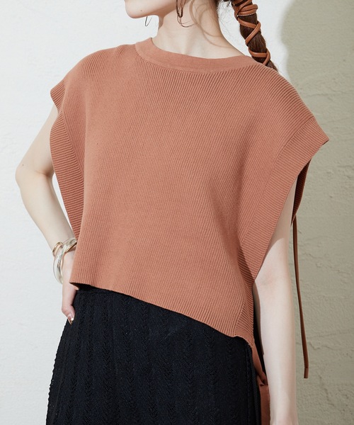 mystic（ミスティック）の「サイドリボンニットベスト（ベスト・レディース・ブラック/ベージュ/オレンジ・FREE）」の17枚目の写真