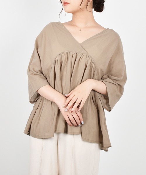 Ambre Neige（アンブルネージュ）の「カシュクールブラウス／【WEB/EC限定商品】（シャツ/ブラウス・レディース・オフホワイト/モカ・FREE）」の5枚目の写真