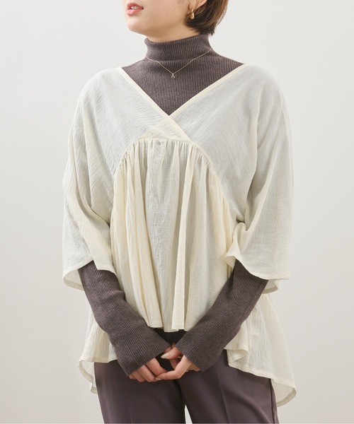 Ambre Neige（アンブルネージュ）の「カシュクールブラウス／【WEB/EC限定商品】（シャツ/ブラウス・レディース・オフホワイト/モカ・FREE）」の6枚目の写真