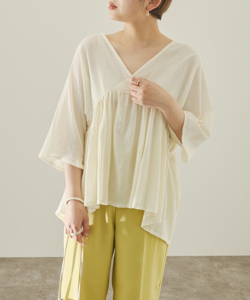 Ambre Neige（アンブルネージュ）の「カシュクールブラウス／【WEB/EC限定商品】（シャツ/ブラウス・レディース・オフホワイト/モカ・FREE）」の11枚目の写真