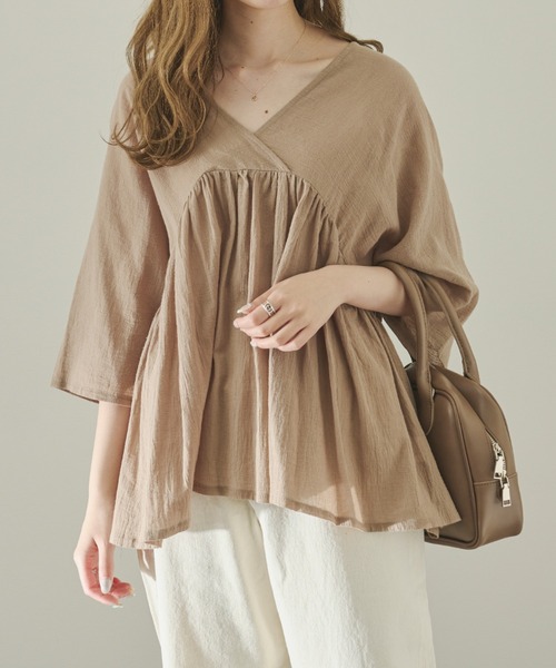 Ambre Neige（アンブルネージュ）の「カシュクールブラウス／【WEB/EC限定商品】（シャツ/ブラウス・レディース・オフホワイト/モカ・FREE）」の12枚目の写真