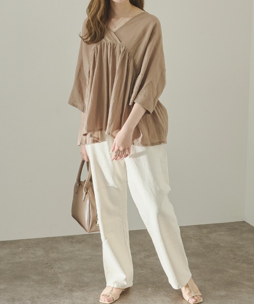 Ambre Neige（アンブルネージュ）の「カシュクールブラウス／【WEB/EC限定商品】（シャツ/ブラウス・レディース・オフホワイト/モカ・FREE）」の14枚目の写真