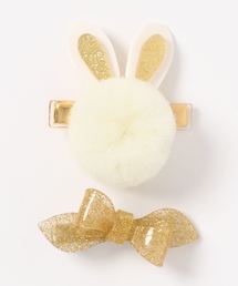 LILIES&ROSES([Ah[[Y)LILIESROSES ROSANE BOW+POMPOM BUNNY CLIPS(ob^/wANbv)