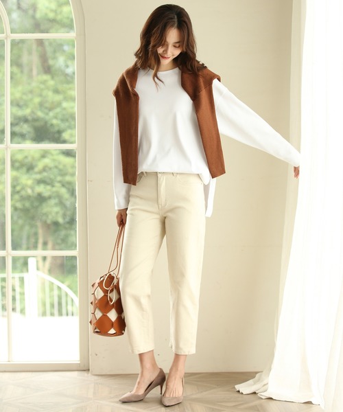 SAISON DE PAPILLON（セゾンドパピヨン）の「ボーイフレンドデニムパンツ（デニムパンツ・レディース・アイボリー・S/L/M）」の5枚目の写真