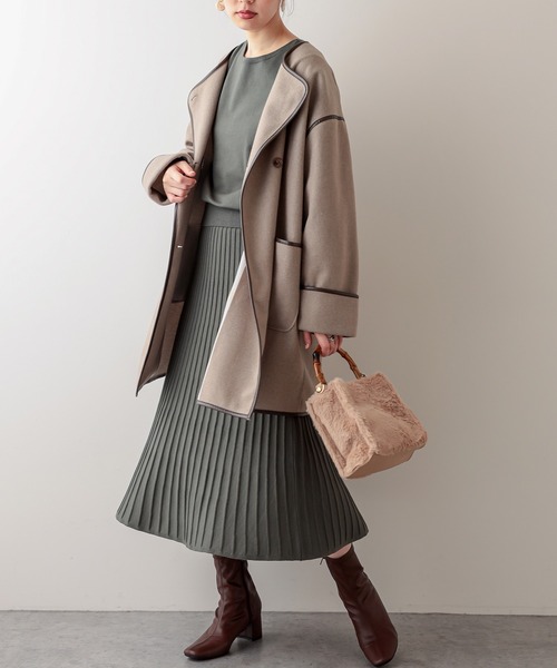 natural couture(ナチュラルクチュール)の「プリーツニットスカート(スカート・レディース・ブラック/ブラウン/モカ/グリーン/サックスブルー・FREE)」の4枚目の写真