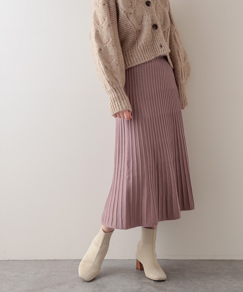 natural couture(ナチュラルクチュール)の「プリーツニットスカート(スカート・レディース・ブラック/ブラウン/モカ/グリーン/サックスブルー・FREE)」の11枚目の写真