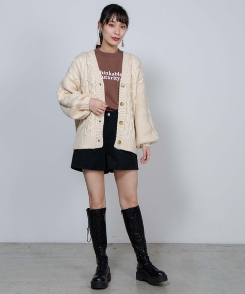 WEGO(ウィゴー)の「WEGO/ケーブルミドルカーディガン(カーディガン/ボレロ・レディース・ライトグレー/ライトベージュ/ダークベージュ・FREE)」の12枚目の写真