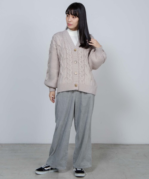 WEGO(ウィゴー)の「WEGO/ケーブルミドルカーディガン(カーディガン/ボレロ・レディース・ライトグレー/ライトベージュ/ダークベージュ・FREE)」の10枚目の写真