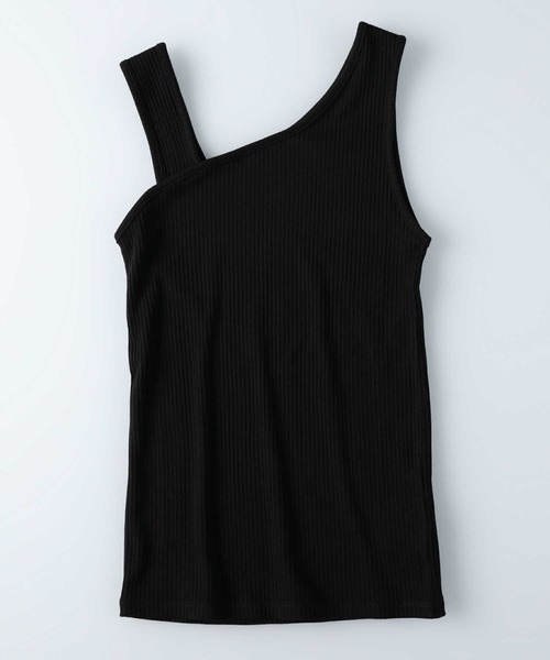 Right-on（ライトオン）の「【HONEYSUCKLE ROSE】アシメネックタンク（タンクトップ・レディース・ブラック/オフホワイト/ブラウン・M/L）」の3枚目の写真