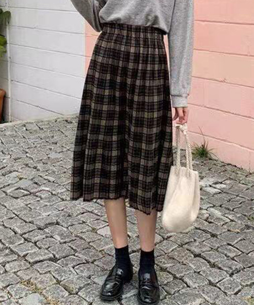 ★SCOT CLUB★ダークグレー ロングスカート スコットクラブ SCOTCLUB サイドラインミックスチュールスカート
