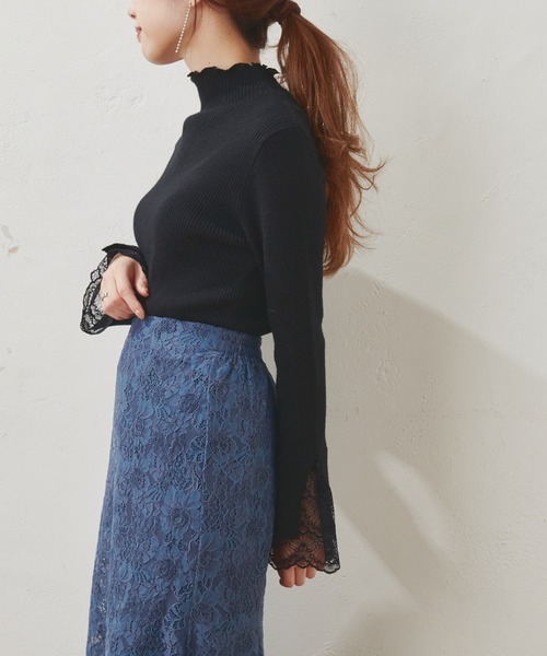 natural couture（ナチュラルクチュール）の「【WEB限定】袖口レースリブタートル（ニット/セーター・レディース・ブラック/アイボリー/モカ/サックスブルー/パープル・FREE）」の20枚目の写真