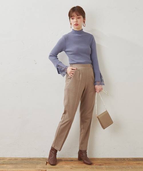 natural couture（ナチュラルクチュール）の「【WEB限定】袖口レースリブタートル（ニット/セーター・レディース・ブラック/アイボリー/モカ/サックスブルー/パープル・FREE）」の9枚目の写真