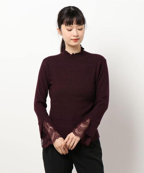 natural couture（ナチュラルクチュール）の「【WEB限定】袖口レースリブタートル（ニット/セーター・レディース・ブラック/アイボリー/モカ/サックスブルー/パープル・FREE）」の15枚目の写真