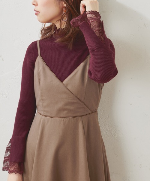 natural couture（ナチュラルクチュール）の「【WEB限定】袖口レースリブタートル（ニット/セーター・レディース・ブラック/アイボリー/モカ/サックスブルー/パープル・FREE）」の10枚目の写真