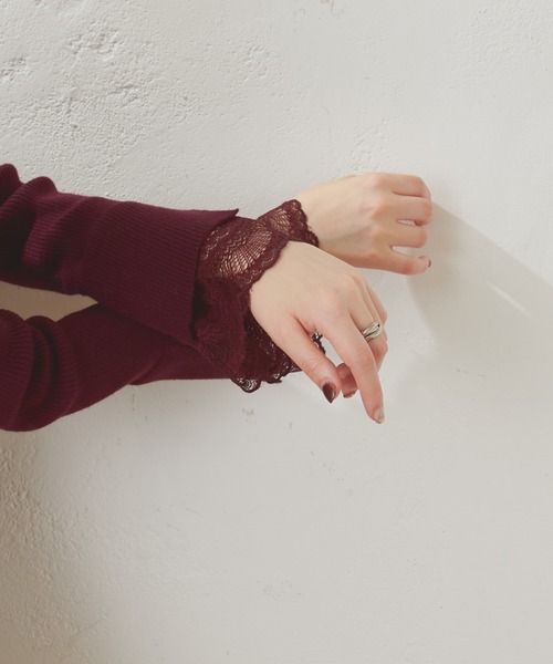 natural couture（ナチュラルクチュール）の「【WEB限定】袖口レースリブタートル（ニット/セーター・レディース・ブラック/アイボリー/モカ/サックスブルー/パープル・FREE）」の14枚目の写真