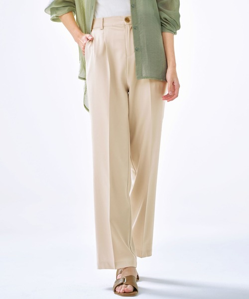 GeeRA（ジーラ）の「美脚センタープレスセミワイドパンツ（その他パンツ・レディース・グリーン/アイボリー/モカ/ブラック/ブルー/ピンク・LARGE/SMALL/X-LARGE/MEDIUM/XX-LARGE）」の2枚目の写真