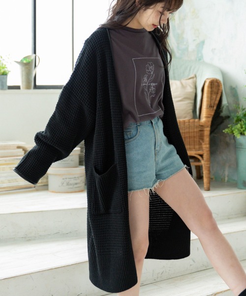 Mysa&Liina（ミーサリーナ）の「配色パイピングニットロングカーデ（カーディガン/ボレロ・レディース・ベージュ/キャメル/ブラック/ラベンダー・M）」の3枚目の写真