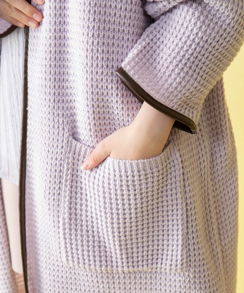 Mysa&Liina（ミーサリーナ）の「配色パイピングニットロングカーデ（カーディガン/ボレロ・レディース・ベージュ/キャメル/ブラック/ラベンダー・M）」の10枚目の写真