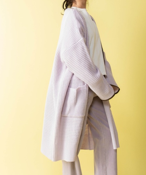 Mysa&Liina（ミーサリーナ）の「配色パイピングニットロングカーデ（カーディガン/ボレロ・レディース・ベージュ/キャメル/ブラック/ラベンダー・M）」の15枚目の写真