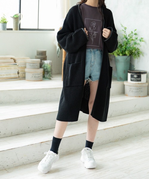 Mysa&Liina（ミーサリーナ）の「配色パイピングニットロングカーデ（カーディガン/ボレロ・レディース・ベージュ/キャメル/ブラック/ラベンダー・M）」の17枚目の写真