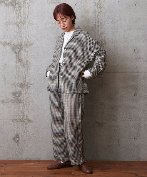 美品！リネンシルクギンガムチェックイージーパンツ (セットアップ対応) PAR ICI（パーリッシィ）の「リネンシルクギンガムチェック