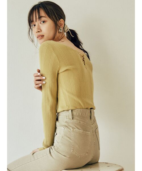 MURUA（ムルーア）の「2WAYレースアップニット（ニット/セーター・レディース・ブラック/ライトグリーン/アイボリー・FREE）」の13枚目の写真