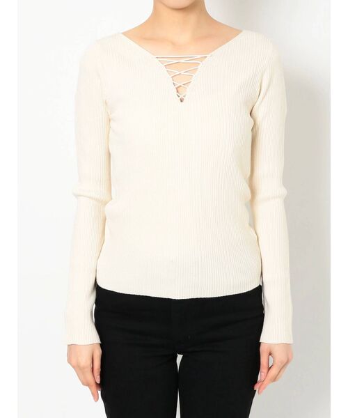 MURUA（ムルーア）の「2WAYレースアップニット（ニット/セーター・レディース・ブラック/ライトグリーン/アイボリー・FREE）」の12枚目の写真