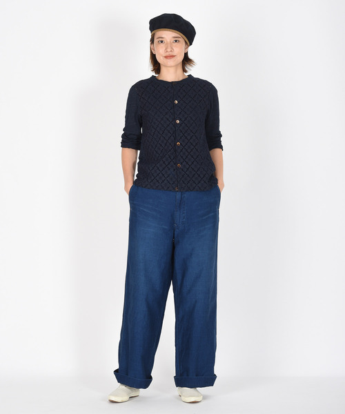 5162【美品】45R 麦サテンのワーク3　ワークパンツ ワイドパンツ L 紺 5162【美品】45R 麦サテンのワーク3 ワークパンツ ワイドパンツ