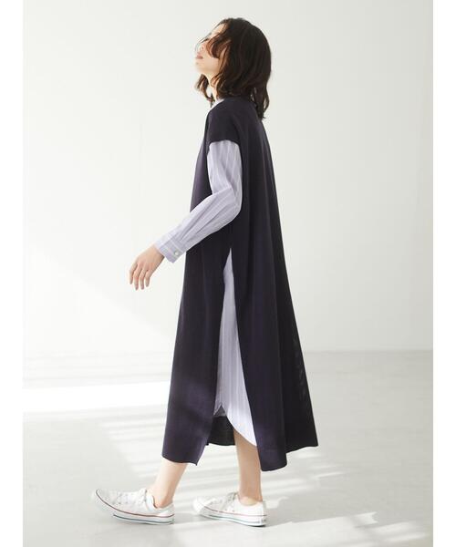 Green Parks(グリーンパークス)の「サイド釦ロングベスト*(ベスト・レディース・グレイッシュベージュ・FREE)」の17枚目の写真