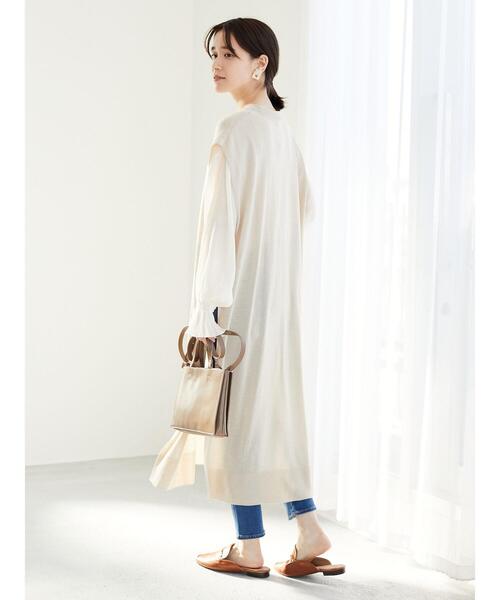 Green Parks(グリーンパークス)の「サイド釦ロングベスト*(ベスト・レディース・グレイッシュベージュ・FREE)」の12枚目の写真