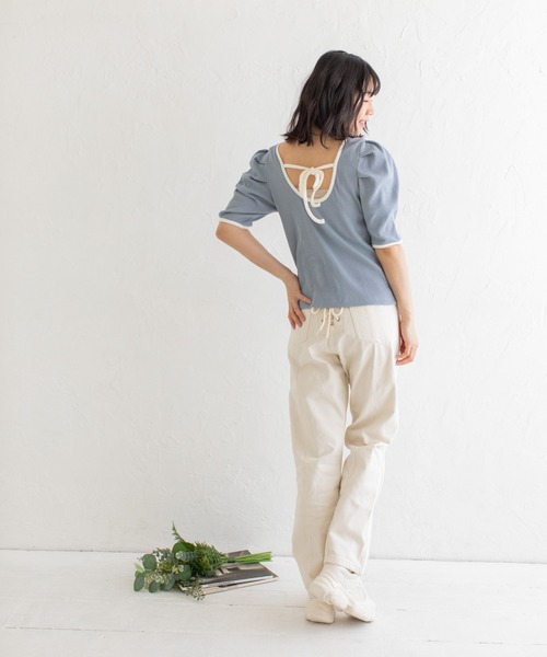 Mysa&Liina(ミーサリーナ)の「ボリュームスリーブパイピングプルオーバー(Tシャツ/カットソー・レディース・ブラック/ブルー/アイボリー・M)」の16枚目の写真