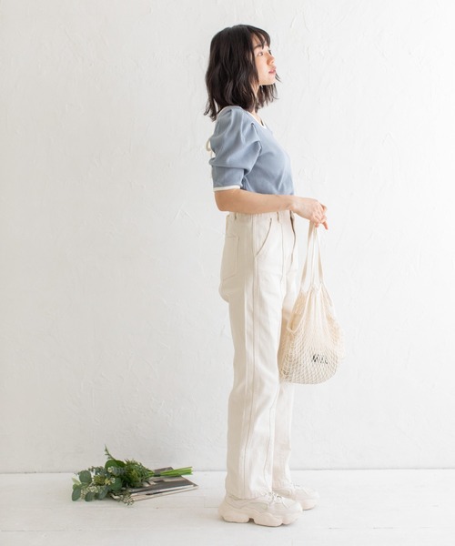 Mysa&Liina(ミーサリーナ)の「ボリュームスリーブパイピングプルオーバー(Tシャツ/カットソー・レディース・ブラック/ブルー/アイボリー・M)」の8枚目の写真