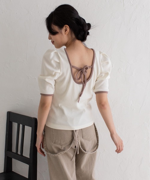 Mysa&Liina(ミーサリーナ)の「ボリュームスリーブパイピングプルオーバー(Tシャツ/カットソー・レディース・ブラック/ブルー/アイボリー・M)」の13枚目の写真