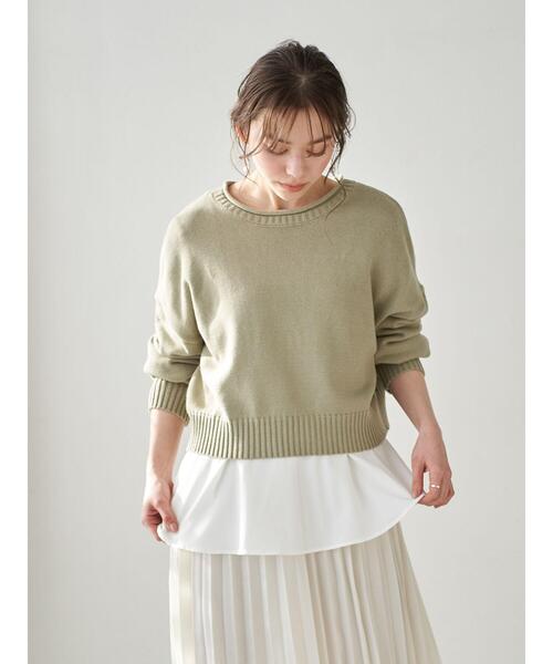 earth music&ecology（アースミュージックアンドエコロジー）の「SET2点 バックリボンニット+フレアチュニック ＊（ニット/セーター・レディース・ベージュ/グレー/ミント・FREE）」の6枚目の写真