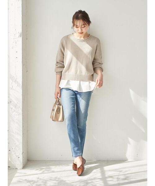 earth music&ecology（アースミュージックアンドエコロジー）の「SET2点 バックリボンニット+フレアチュニック ＊（ニット/セーター・レディース・ベージュ/グレー/ミント・FREE）」の8枚目の写真