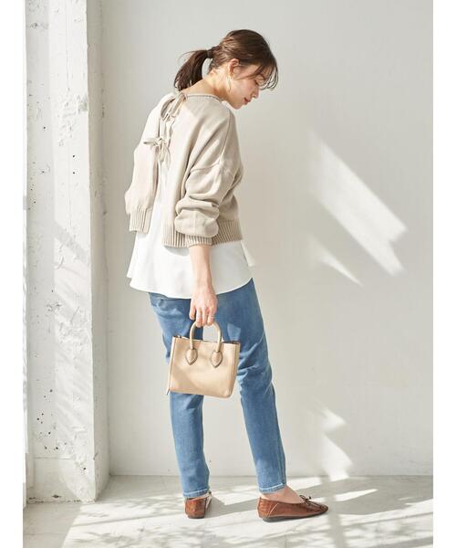 earth music&ecology（アースミュージックアンドエコロジー）の「SET2点 バックリボンニット+フレアチュニック ＊（ニット/セーター・レディース・ベージュ/グレー/ミント・FREE）」の10枚目の写真