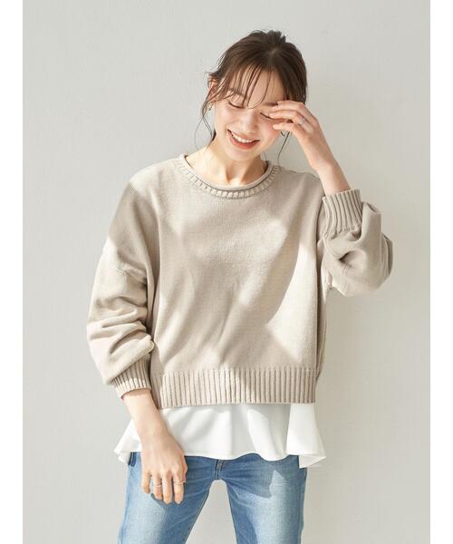 earth music&ecology（アースミュージックアンドエコロジー）の「SET2点 バックリボンニット+フレアチュニック ＊（ニット/セーター・レディース・ベージュ/グレー/ミント・FREE）」の11枚目の写真