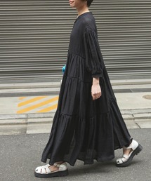 forksy. | 【forksy.】スラブガーゼ２way ボリュームスリーブ ティアードワンピース(ワンピース)