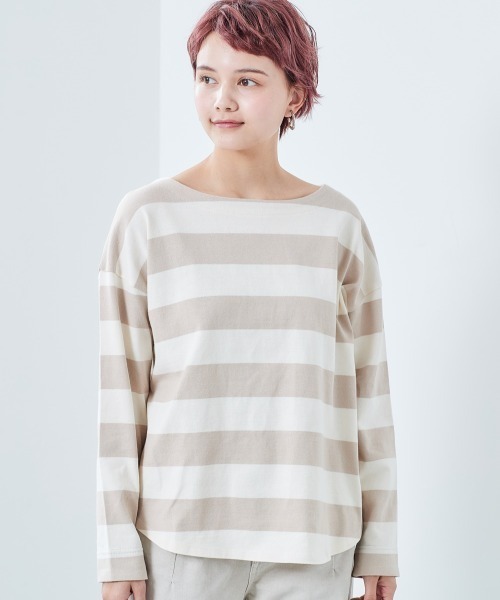 e.r.g*（イーアールジー）の「スソラウンド袖キリカエロンＴｅｅ（Tシャツ/カットソー・レディース・ミント/グレー/ベージュ系/オフホワイト/ブルー系・M）」の4枚目の写真