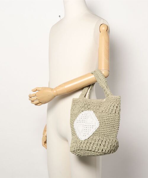 Samansa Mos2(サマンサ モスモス)の「レース付ペーパートート(トートバッグ・レディース・ベージュ/ミント/モカ・フリ-)」の5枚目の写真