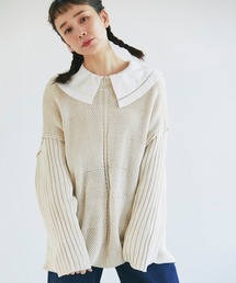 ジグザグ編み2wayプルオーバー