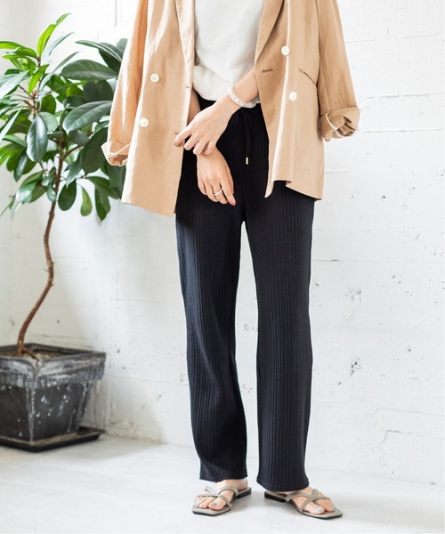 IENA（イエナ）の「《追加》ランダムリブカットパンツ◆（その他パンツ・レディース・ライトグレー/ネイビー/ブラック・38/36）」の2枚目の写真