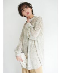 COTORICA | マーブル柄スタンドカラーパイピングシャツ(シャツ/ブラウス)