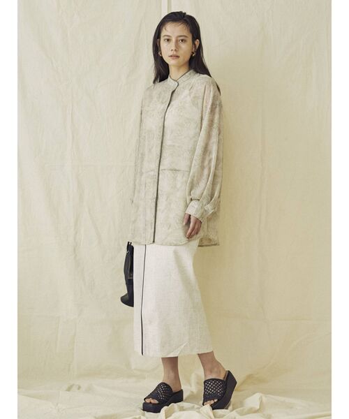 COTORICA（コトリカ）の「マーブル柄スタンドカラーパイピングシャツ（シャツ/ブラウス・レディース・ライトグレー/ローズ/ライトグリーン・FREE）」の15枚目の写真